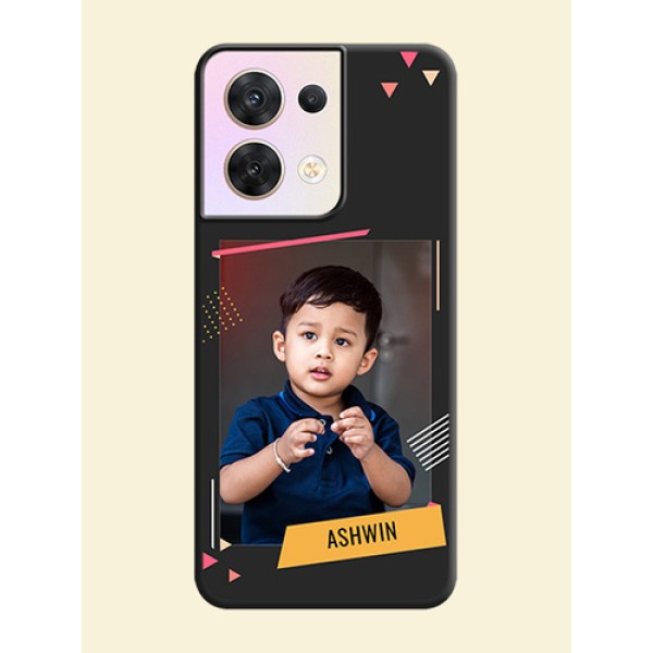 Photo Frame with Triangle Small Dots on Photo on Space Black Soft Matte Back Cover - Oppo Reno 8 5G Photo Frame with Triangle Small Dots on Photo on Space Black Soft Matte Back Cover - Oppo Reno 8 5G