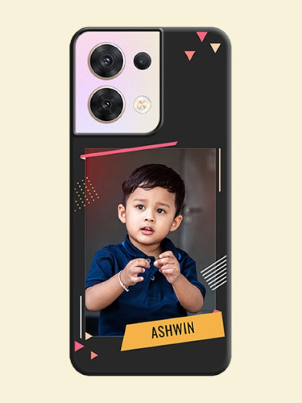 Photo Frame with Triangle Small Dots on Photo on Space Black Soft Matte Back Cover - Oppo Reno 8 5G
