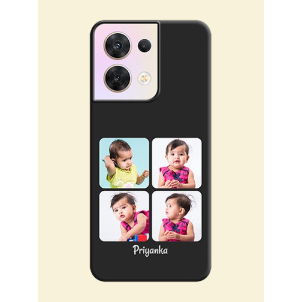 Floral Art with 6 Image Holder on Photo on Space Black Soft Matte Mobile Case - Oppo Reno 8 5G