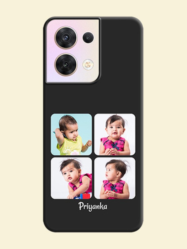 Floral Art with 6 Image Holder on Photo on Space Black Soft Matte Mobile Case - Oppo Reno 8 5G