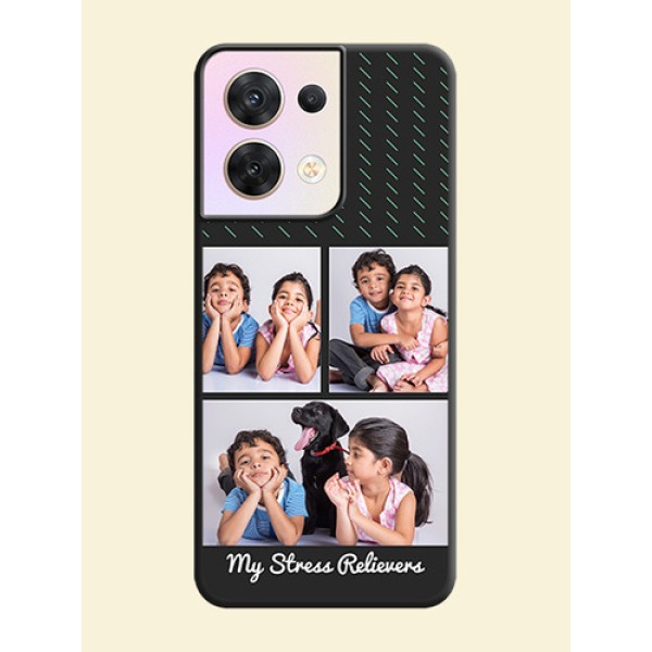 Cross Dotted Pattern with 2 Image Holder on Personalised Space Black Soft Matte Cases - Oppo Reno 8 5G Cross Dotted Pattern with 2 Image Holder on Personalised Space Black Soft Matte Cases - Oppo Reno 8 5G