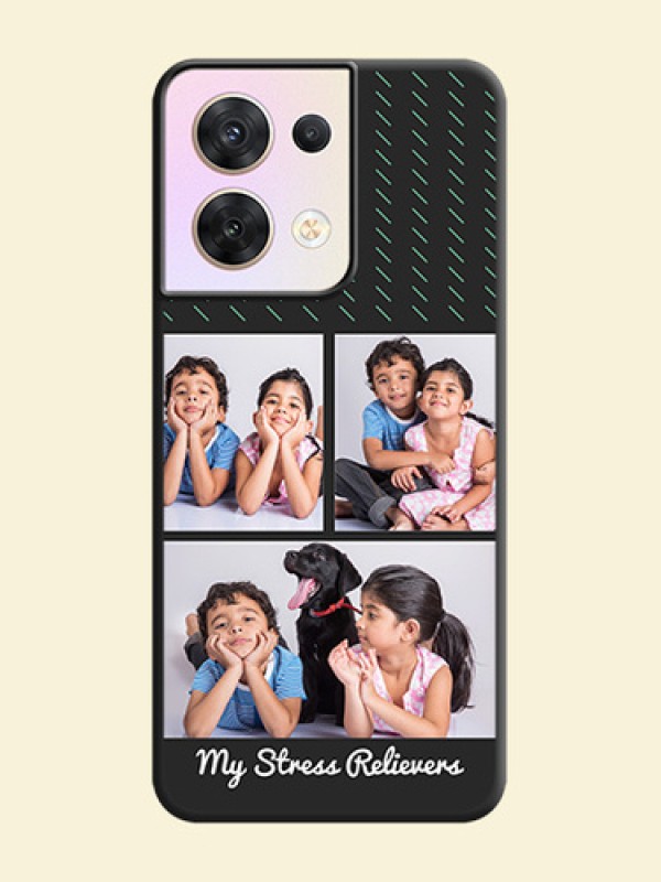 Cross Dotted Pattern with 2 Image Holder  on Personalised Space Black Soft Matte Cases - Oppo Reno 8 5G