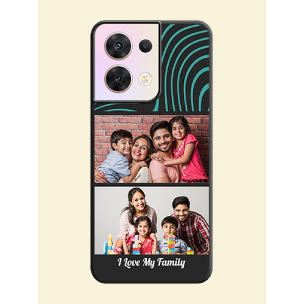 Wave Pattern with 2 Image Holder on Space Black Personalized Soft Matte Phone Covers - Oppo Reno 8 5G Wave Pattern with 2 Image Holder on Space Black Personalized Soft Matte Phone Covers - Oppo Reno 8 5G