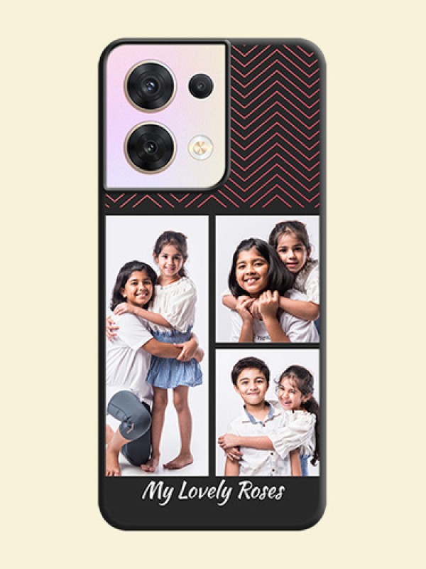 Wave Pattern with 3 Image Holder on Space Black Custom Soft Matte Back Cover - Oppo Reno 8 5G