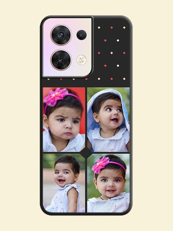 Multicolor Dotted Pattern with 4 Image Holder on Space Black Custom Soft Matte Phone Cases - Oppo Reno 8 5G