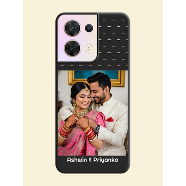 Line Pattern Design with Text on Space Black Custom Soft Matte Phone Back Cover - Oppo Reno 8 5G Line Pattern Design with Text on Space Black Custom Soft Matte Phone Back Cover - Oppo Reno 8 5G
