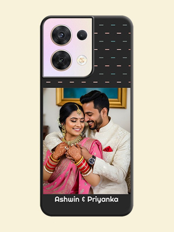 Line Pattern Design with Text on Space Black Custom Soft Matte Phone Back Cover - Oppo Reno 8 5G