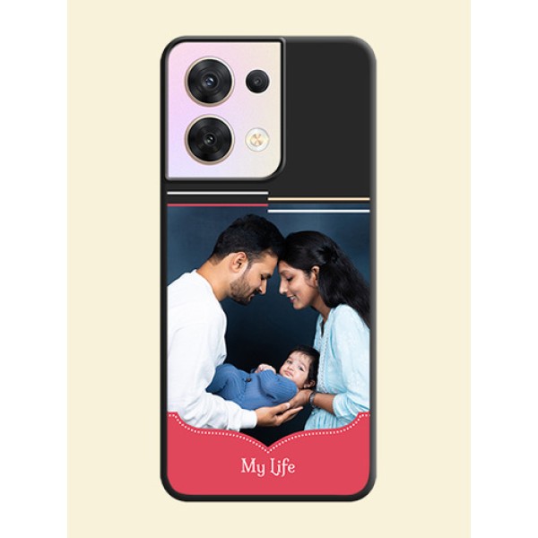 Classic Plain Design with Name on Photo on Space Black Soft Matte Phone Cover - Oppo Reno 8 5G Classic Plain Design with Name on Photo on Space Black Soft Matte Phone Cover - Oppo Reno 8 5G