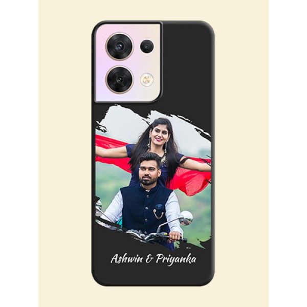 Grunge Brush Strokes on Photo on Space Black Soft Matte Back Cover - Oppo Reno 8 5G