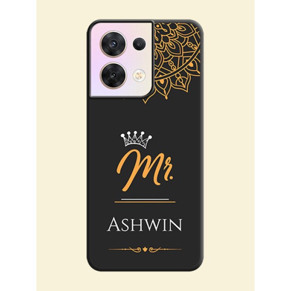 Mr Name with Floral Design on Personalised Space Black Soft Matte Cases - Oppo Reno 8 5G Mr Name with Floral Design on Personalised Space Black Soft Matte Cases - Oppo Reno 8 5G