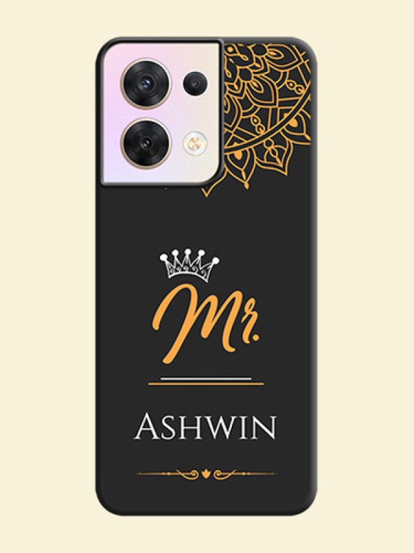 Mr Name with Floral Design  on Personalised Space Black Soft Matte Cases - Oppo Reno 8 5G