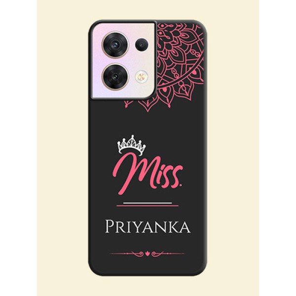 Mrs Name with Floral Design on Space Black Personalized Soft Matte Phone Covers - Oppo Reno 8 5G Mrs Name with Floral Design on Space Black Personalized Soft Matte Phone Covers - Oppo Reno 8 5G