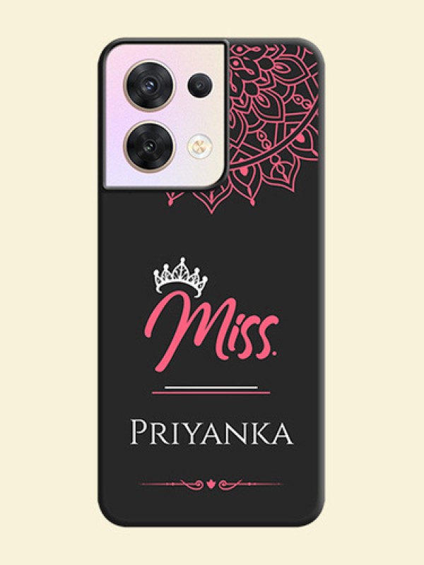 Mrs Name with Floral Design on Space Black Personalized Soft Matte Phone Covers - Oppo Reno 8 5G
