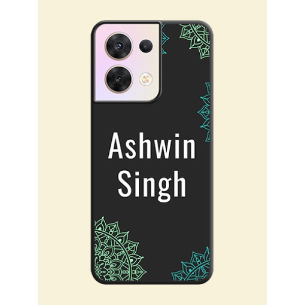 Your Name with Floral Design on Space Black Custom Soft Matte Back Cover - Oppo Reno 8 5G Your Name with Floral Design on Space Black Custom Soft Matte Back Cover - Oppo Reno 8 5G