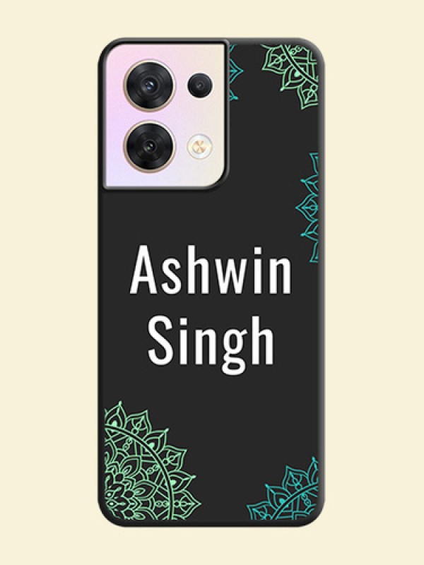 Your Name with Floral Design on Space Black Custom Soft Matte Back Cover - Oppo Reno 8 5G
