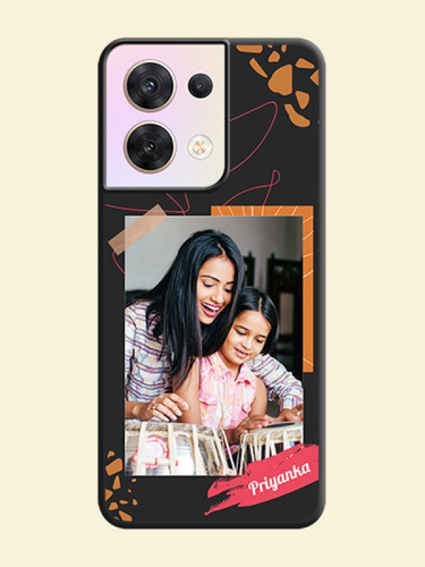 Orange Photo Frame on Space Black Custom Soft Matte Phone Back Cover - Oppo Reno 8 5G
