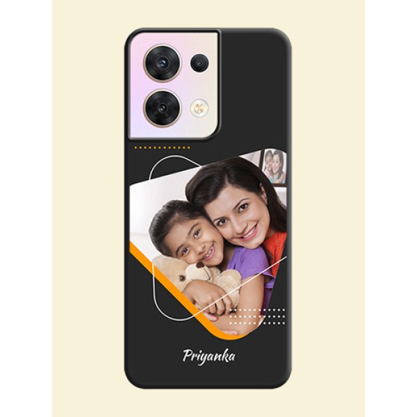 Yellow Triangle on Photo on Space Black Soft Matte Phone Cover - Oppo Reno 8 5G Yellow Triangle on Photo on Space Black Soft Matte Phone Cover - Oppo Reno 8 5G