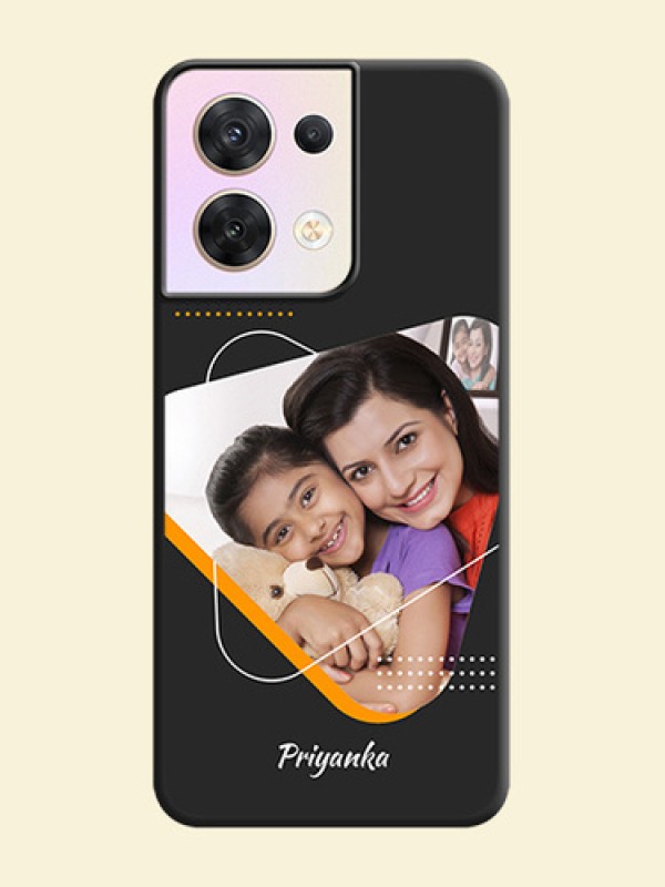 Yellow Triangle on Photo on Space Black Soft Matte Phone Cover - Oppo Reno 8 5G