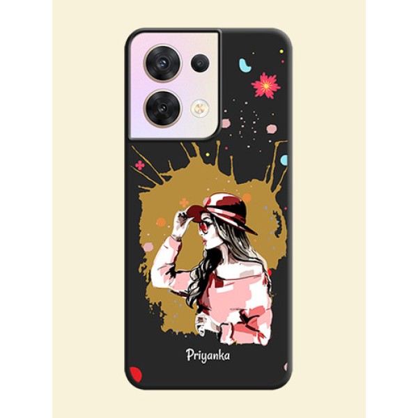Mordern Lady With Color Splash Background With Custom Text On Space Black Personalized Soft Matte Phone Covers -Oppo Reno 8 5G