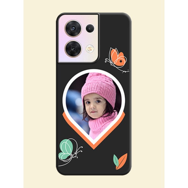 Upload Pic With Simple Butterly Design On Space Black Personalized Soft Matte Phone Covers -Oppo Reno 8 5G Upload Pic With Simple Butterly Design On Space Black Personalized Soft Matte Phone Covers -Oppo Reno 8 5G