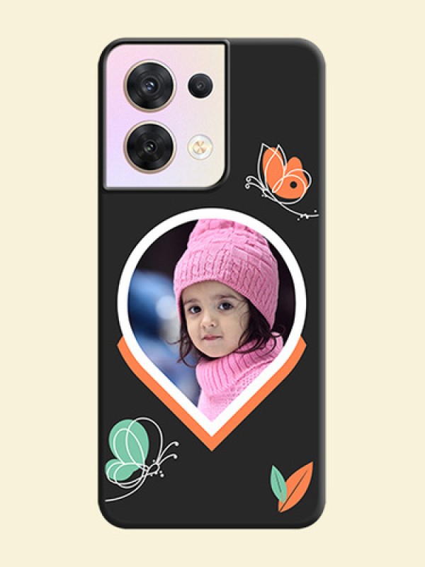 Upload Pic With Simple Butterly Design On Space Black Personalized Soft Matte Phone Covers -Oppo Reno 8 5G