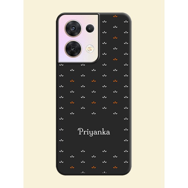 Simple Pattern With Custom Text On Space Black Personalized Soft Matte Phone Covers -Oppo Reno 8 5G Simple Pattern With Custom Text On Space Black Personalized Soft Matte Phone Covers -Oppo Reno 8 5G