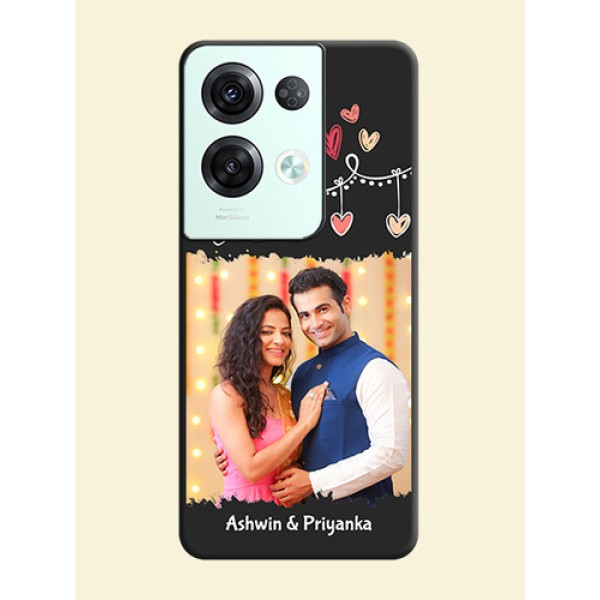 Pink Love Hangings with Name on Space Black Custom Soft Matte Phone Cases - Oppo Reno 8 Pro 5G Pink Love Hangings with Name on Space Black Custom Soft Matte Phone Cases - Oppo Reno 8 Pro 5G