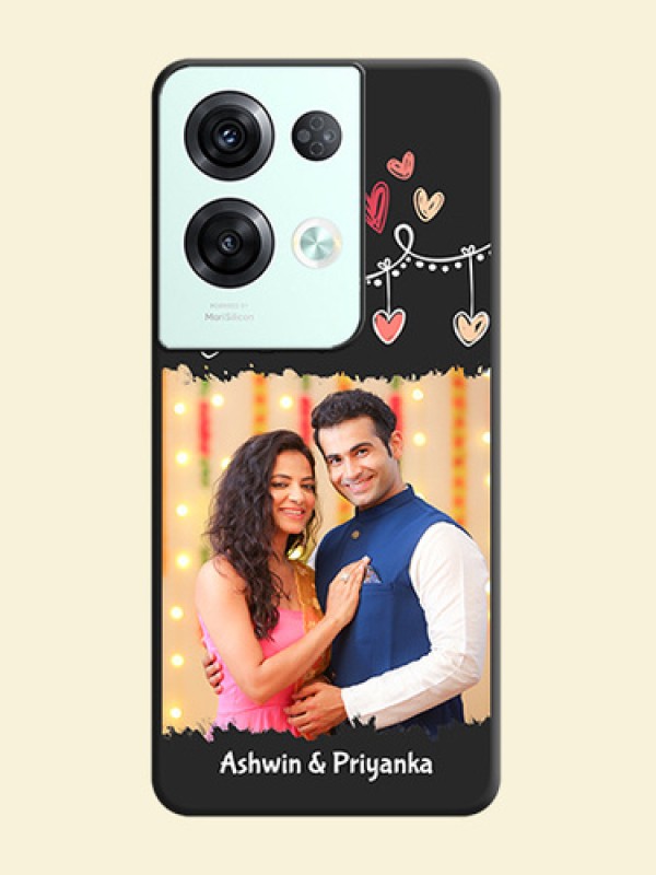 Pink Love Hangings with Name on Space Black Custom Soft Matte Phone Cases - Oppo Reno 8 Pro 5G
