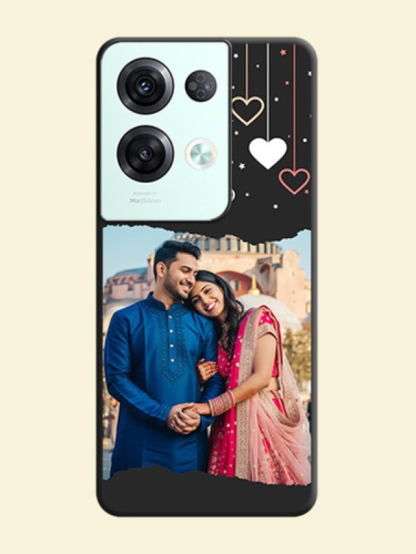 Love Hangings with Splash Wave Picture on Space Black Custom Soft Matte Phone Back Cover - Oppo Reno 8 Pro 5G