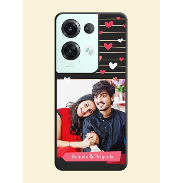 Love Pattern with Name on Pink Ribbon  on Photo on Space Black Soft Matte Back Cover - Oppo Reno 8 Pro 5G