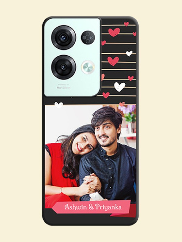 Love Pattern with Name on Pink Ribbon  on Photo on Space Black Soft Matte Back Cover - Oppo Reno 8 Pro 5G