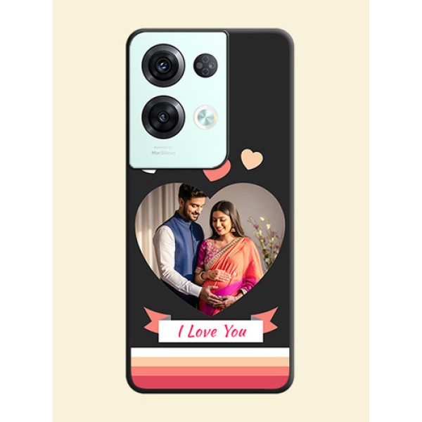 Love Shaped Photo with Colorful Stripes on Personalised Space Black Soft Matte Cases - Oppo Reno 8 Pro 5G Love Shaped Photo with Colorful Stripes on Personalised Space Black Soft Matte Cases - Oppo Reno 8 Pro 5G