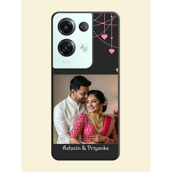 Pink Love Hangings with Text on Space Black Custom Soft Matte Back Cover - Oppo Reno 8 Pro 5G Pink Love Hangings with Text on Space Black Custom Soft Matte Back Cover - Oppo Reno 8 Pro 5G