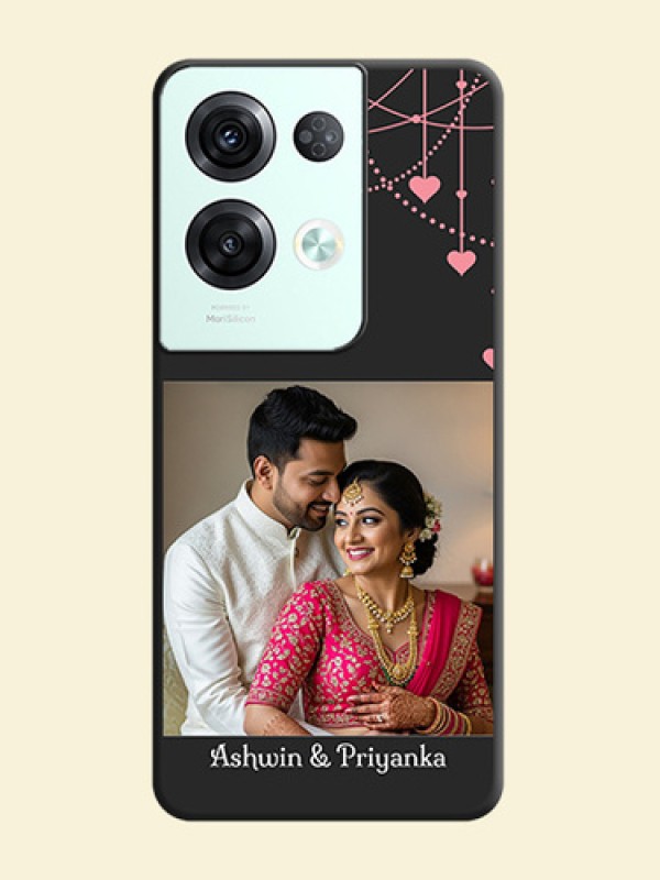 Pink Love Hangings with Text on Space Black Custom Soft Matte Back Cover - Oppo Reno 8 Pro 5G