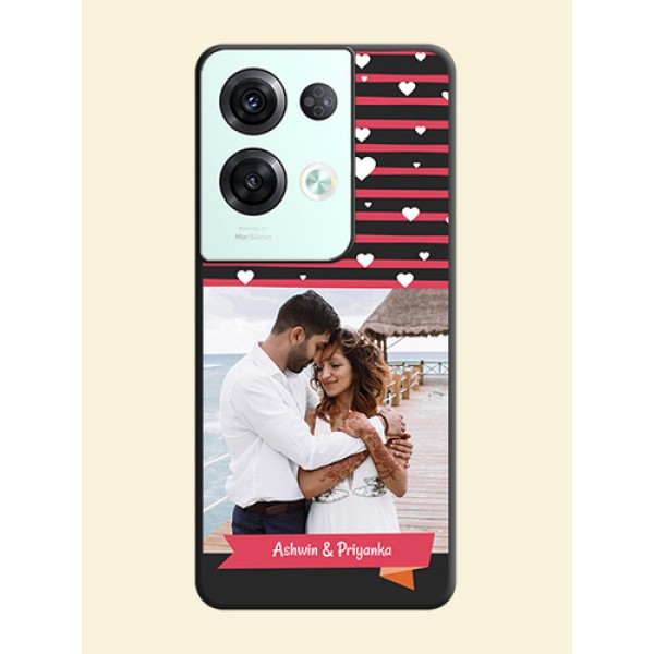 White Color Love Symbols with Pink Lines Pattern on Space Black Custom Soft Matte Phone Cases - Oppo Reno 8 Pro 5G White Color Love Symbols with Pink Lines Pattern on Space Black Custom Soft Matte Phone Cases - Oppo Reno 8 Pro 5G