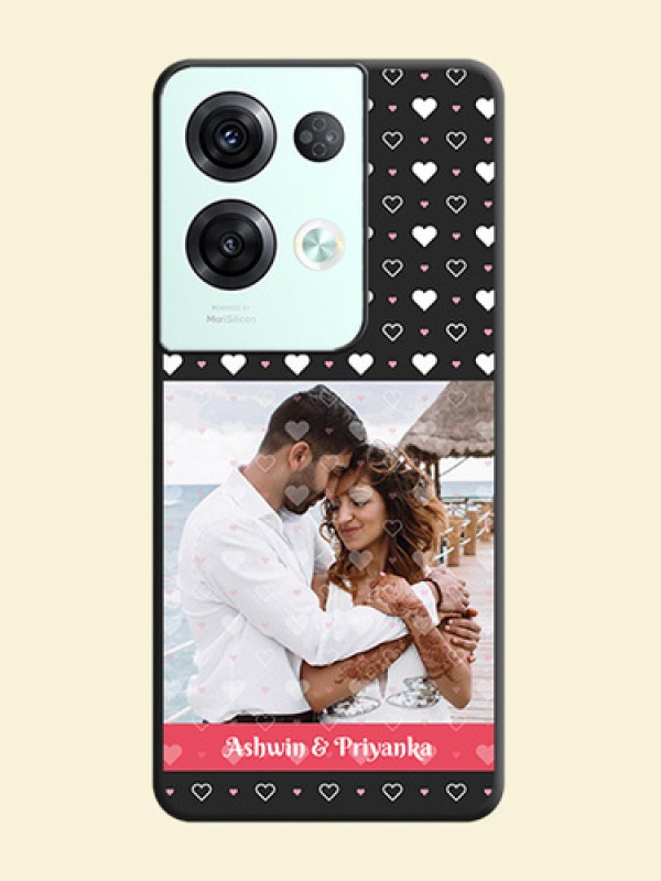 White Color Love Symbols with Text Design on Photo on Space Black Soft Matte Phone Cover - Oppo Reno 8 Pro 5G