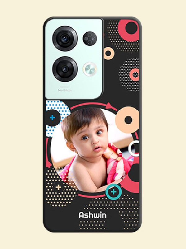 Multicoloured Round Image on Personalised Space Black Soft Matte Cases - Oppo Reno 8 Pro 5G