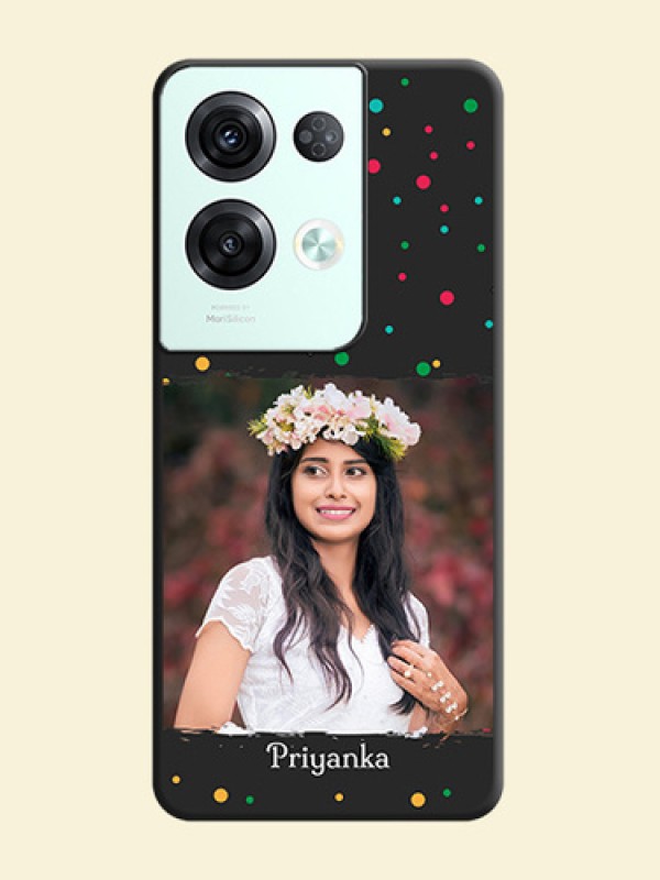 Multicolor Dotted Pattern with Text on Space Black Custom Soft Matte Phone Back Cover - Oppo Reno 8 Pro 5G