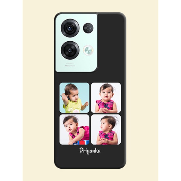 Floral Art with 6 Image Holder on Photo on Space Black Soft Matte Mobile Case - Oppo Reno 8 Pro 5G