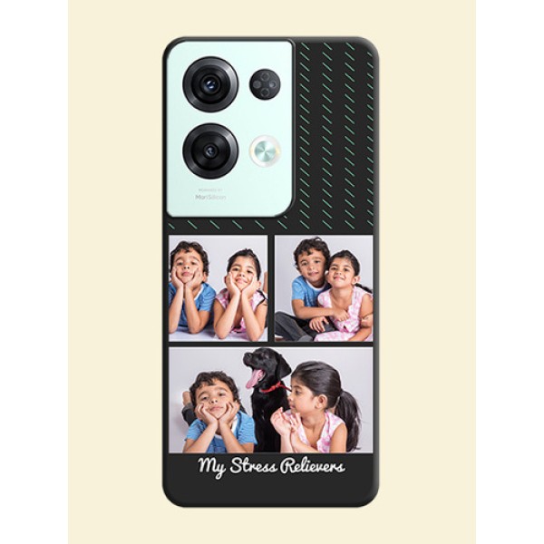 Cross Dotted Pattern with 2 Image Holder on Personalised Space Black Soft Matte Cases - Oppo Reno 8 Pro 5G Cross Dotted Pattern with 2 Image Holder on Personalised Space Black Soft Matte Cases - Oppo Reno 8 Pro 5G