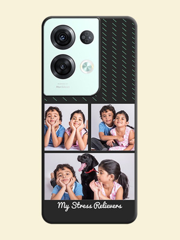 Cross Dotted Pattern with 2 Image Holder  on Personalised Space Black Soft Matte Cases - Oppo Reno 8 Pro 5G