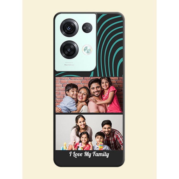 Wave Pattern with 2 Image Holder on Space Black Personalized Soft Matte Phone Covers - Oppo Reno 8 Pro 5G Wave Pattern with 2 Image Holder on Space Black Personalized Soft Matte Phone Covers - Oppo Reno 8 Pro 5G