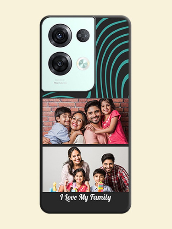 Wave Pattern with 2 Image Holder on Space Black Personalized Soft Matte Phone Covers - Oppo Reno 8 Pro 5G
