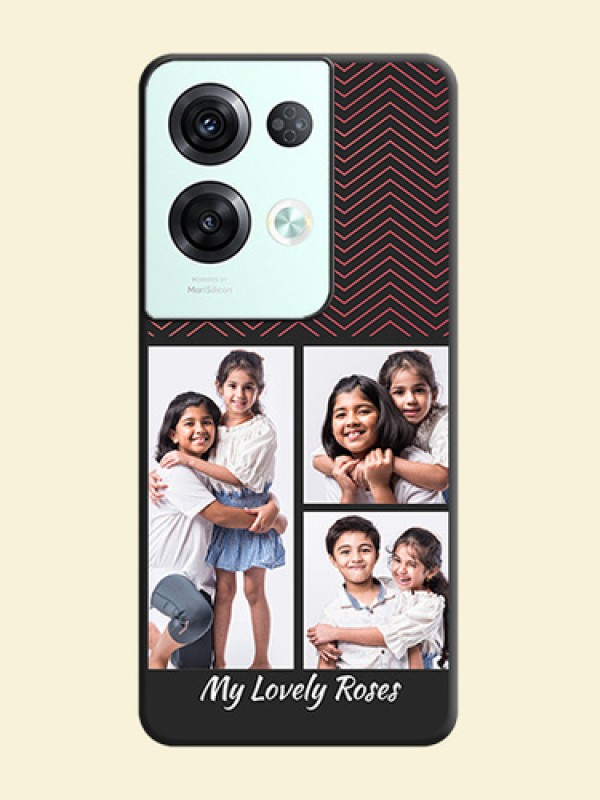 Wave Pattern with 3 Image Holder on Space Black Custom Soft Matte Back Cover - Oppo Reno 8 Pro 5G