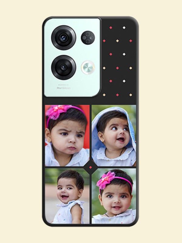Multicolor Dotted Pattern with 4 Image Holder on Space Black Custom Soft Matte Phone Cases - Oppo Reno 8 Pro 5G