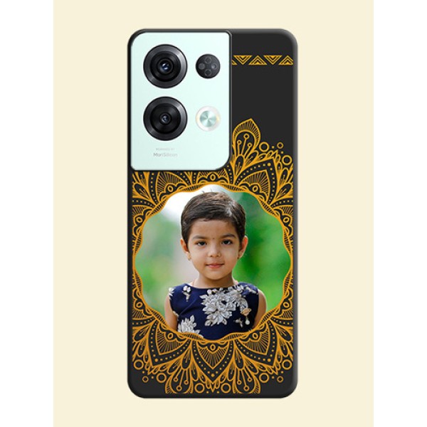 Round Image with Floral Design on Photo on Space Black Soft Matte Mobile Cover - Oppo Reno 8 Pro 5G Round Image with Floral Design on Photo on Space Black Soft Matte Mobile Cover - Oppo Reno 8 Pro 5G