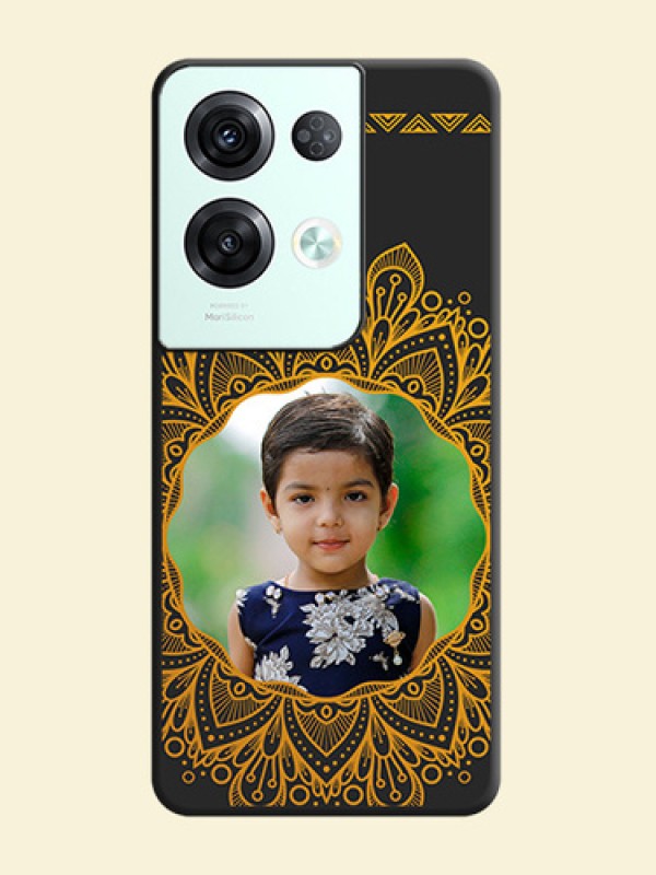 Round Image with Floral Design on Photo on Space Black Soft Matte Mobile Cover - Oppo Reno 8 Pro 5G