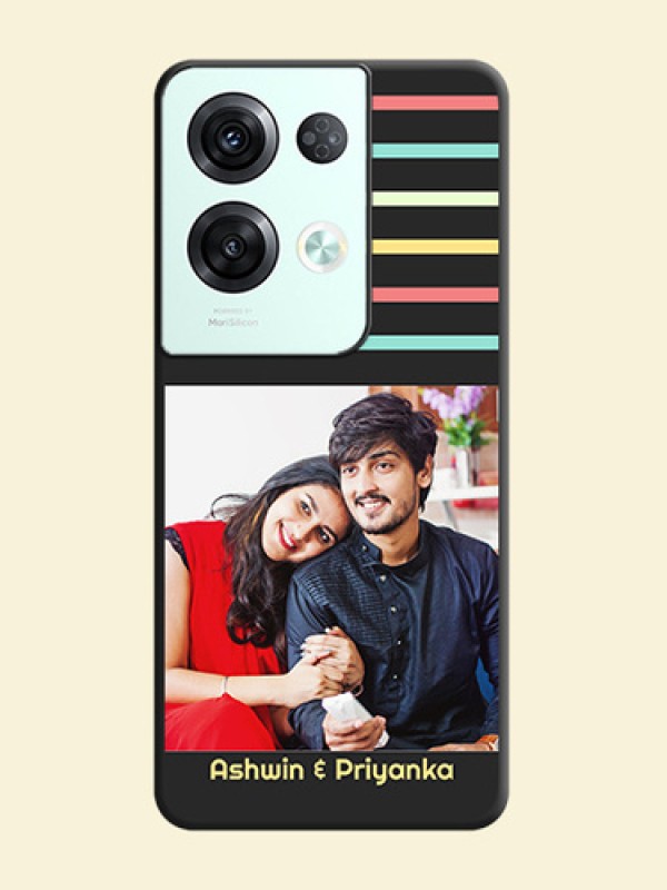 Color Stripes with Photo and Text on Photo on Space Black Soft Matte Mobile Case - Oppo Reno 8 Pro 5G