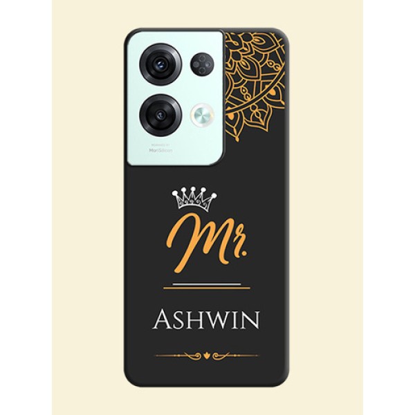 Mr Name with Floral Design on Personalised Space Black Soft Matte Cases - Oppo Reno 8 Pro 5G Mr Name with Floral Design on Personalised Space Black Soft Matte Cases - Oppo Reno 8 Pro 5G