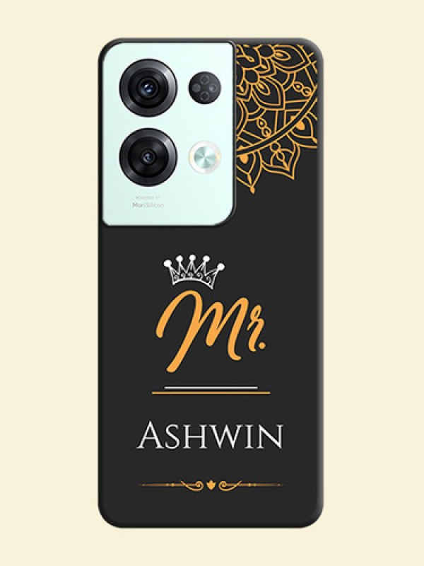 Mr Name with Floral Design  on Personalised Space Black Soft Matte Cases - Oppo Reno 8 Pro 5G